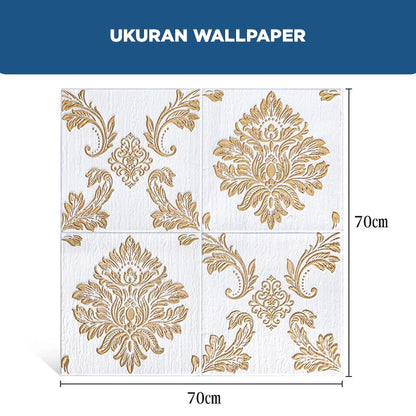 Hoptech - Wallpaper Dinding 3D Foam Motif Batik Bunga | Wallfoam High Quality Dekorasi Rumah