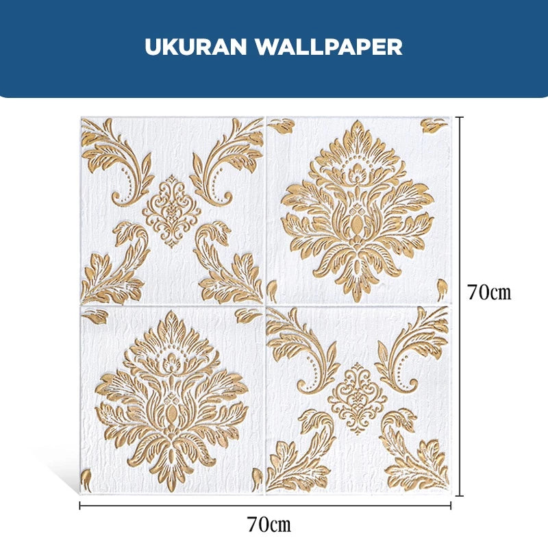 Hoptech - Wallpaper Dinding 3D Foam Motif Batik Bunga | Wallfoam High Quality Dekorasi Rumah