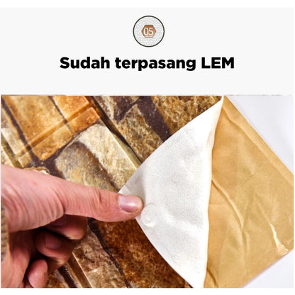 Hoptech - Wallpaper Dinding 3D bata / wallpaper 3D Foam 77x70cm teban 4.5mm High Quality