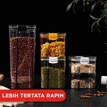 Hoptech - Toples Snack Kedap Udara Bening Kontainer Makanan Cereal Food Storage Jar 1800ml