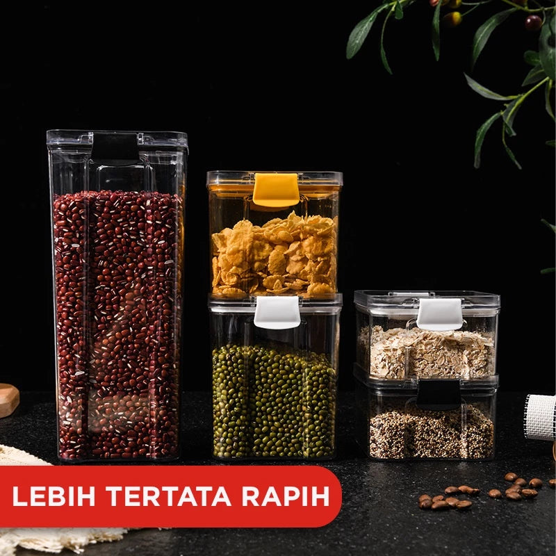 Hoptech - Toples Snack Kedap Udara Bening Kontainer Makanan Cereal Food Storage Jar 1800ml