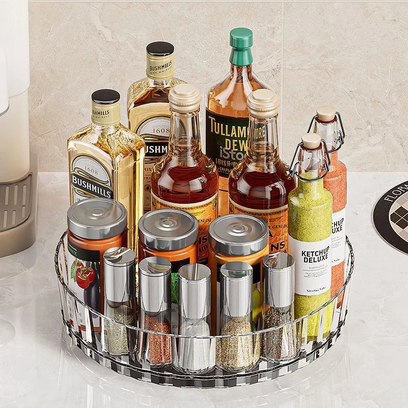 Hoptech - Rak Buah / Snack Putar / Rak Bumbu Putar Transparan / Kitchen Rack Organizer/Rak Serbaguna