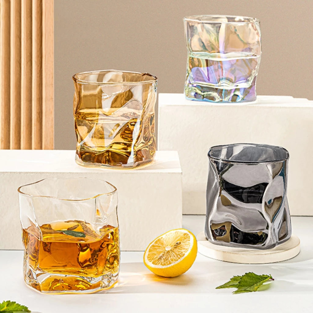 Hoptech - 180ml Japanese-Style Aesthetic Glass Cup | Unique Drinking Glass Abstract Glass Cup