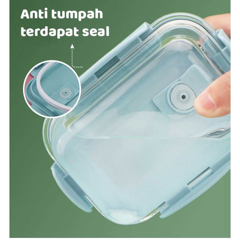 HOPTECH - THICK GLASS LUNCH BOX | HEAT-RESISTANT GLASS LUNCH BOX WITH LID | BPA FREE AND FOOD GRADE