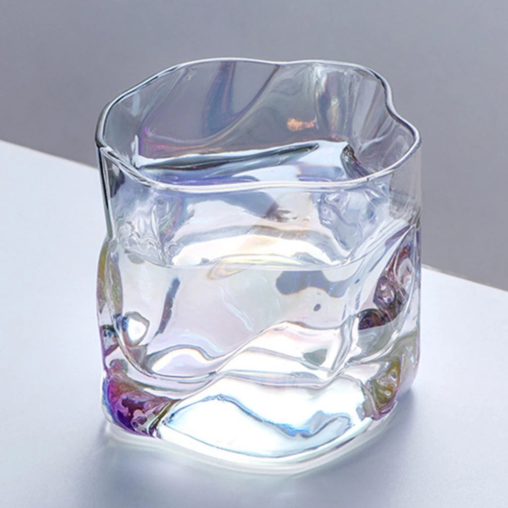 Hoptech - 180ml Japanese-Style Aesthetic Glass Cup | Unique Drinking Glass Abstract Glass Cup