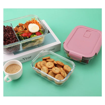 HOPTECH - THICK GLASS LUNCH BOX | HEAT-RESISTANT GLASS LUNCH BOX WITH LID | BPA FREE AND FOOD GRADE