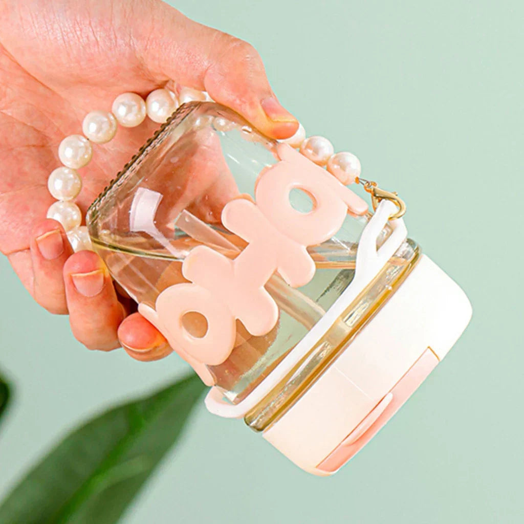 Hoptech - Tumblr Gelas Kaca Gelas Kopi 350 ML Aesthetic Cup dengan Sedotan Kaca