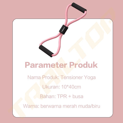 Tensioner yoga merah muda untuk latihan peregangan dan kekuatan, dilengkapi spesifikasi produk