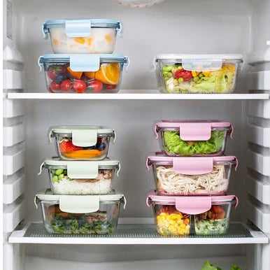 HOPTECH - THICK GLASS LUNCH BOX | HEAT-RESISTANT GLASS LUNCH BOX WITH LID | BPA FREE AND FOOD GRADE