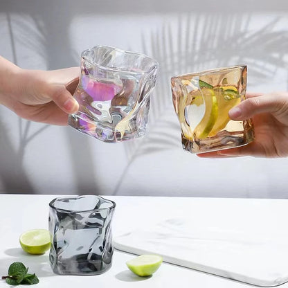 Hoptech - 180ml Japanese-Style Aesthetic Glass Cup | Unique Drinking Glass Abstract Glass Cup