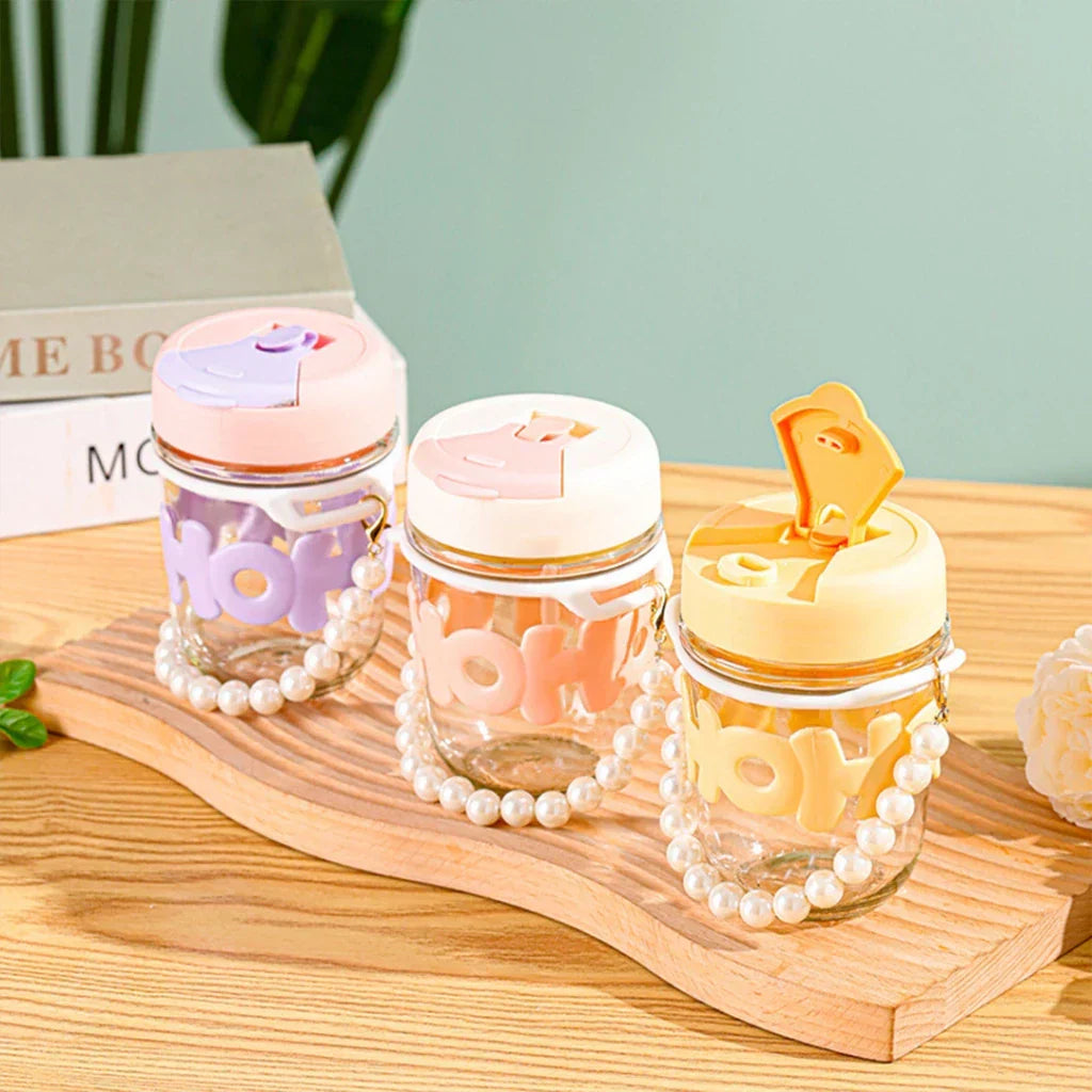 Hoptech - Tumblr Gelas Kaca Gelas Kopi 350 ML Aesthetic Cup dengan Sedotan Kaca