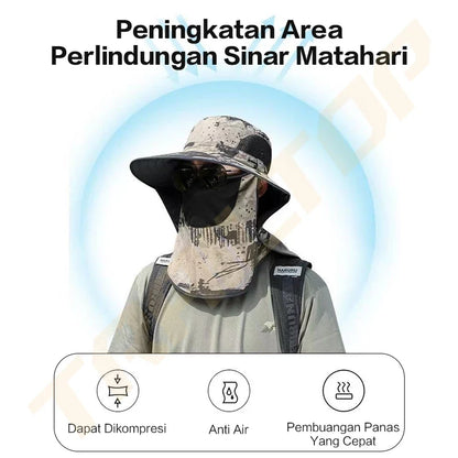 Hoptech Topi Gunung Topi Visor Lipat Pinggiran Lebar Anti UV Topi Mancing Bernapas