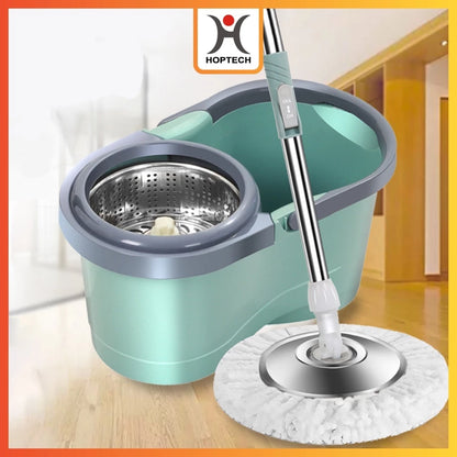 Hoptech - ALAT PEL LANTAI MOP DENGAN ROL PRAKTIS KAIN PEL PUTAR SPIN MOP 6L BUCKET ULTRA MOP