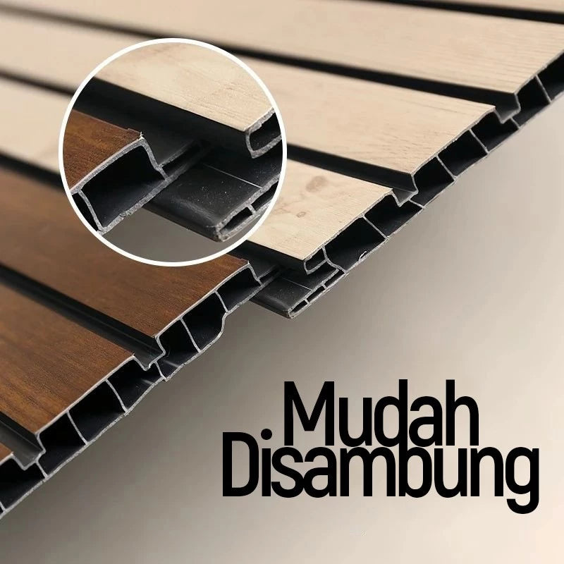 Wood Panel Dekorasi Rumah WallPanel Dinding Kayu Dekoratif 2.9 Meter Bahan Komposit Echo Wood