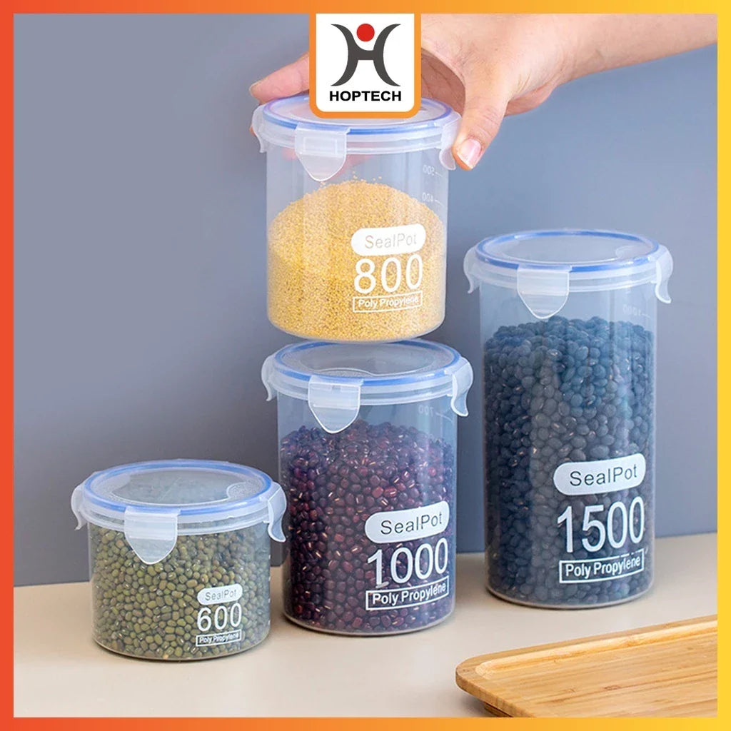 Hoptech - Toples PP Transparan | Tempat Penyimpanan Makanan Ringan & Biskuit | Food Storage Jar