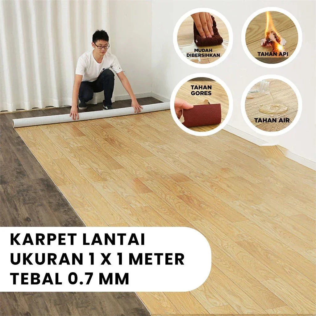 Hoptech - Karpet Lantai Vinyl Roll Ketebalan 0.7mm Dekorasi Lantai 1 x 1 Meter KLV-H