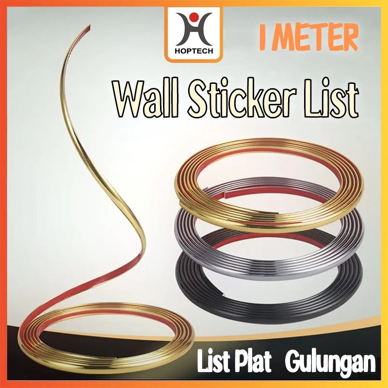 A roll of wall sticker list in various colors including gold, silver, and red, intended for home decoration.