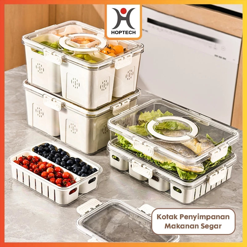 Hoptech - Food Container 4/8 Grid Snack Storage Box Airtight Refrigerator Container