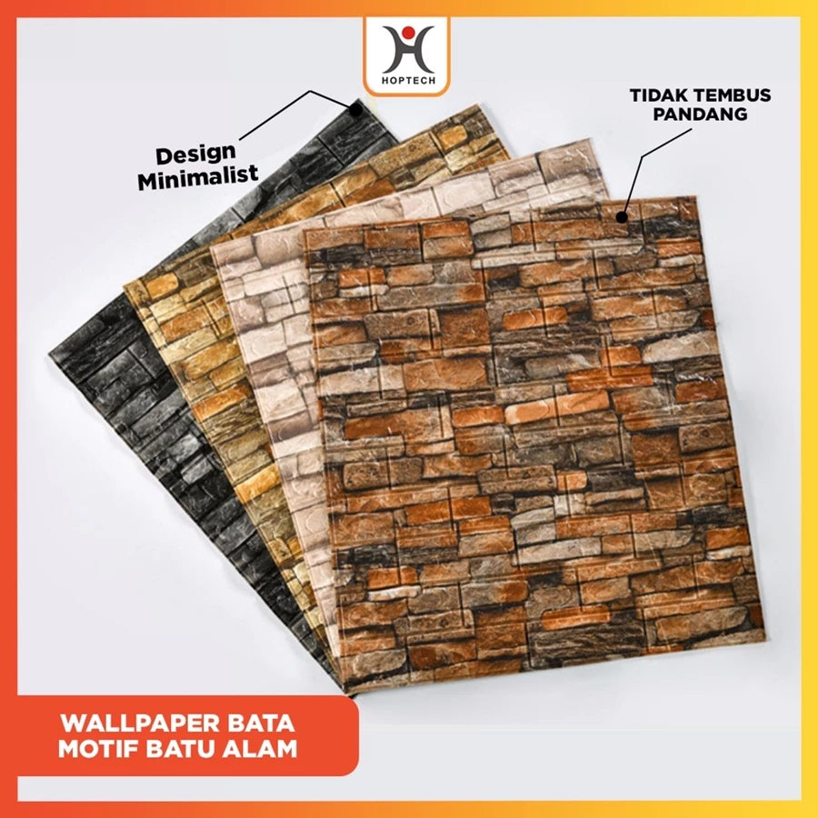Hoptech - Wallpaper Dinding 3D bata / wallpaper 3D Foam 77x70cm teban 4.5mm High Quality