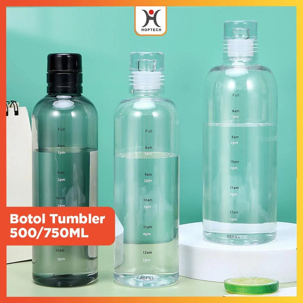 Hoptech - Botol minum 500ml & 750ml / botol transparan / botol olahraga / botol portable