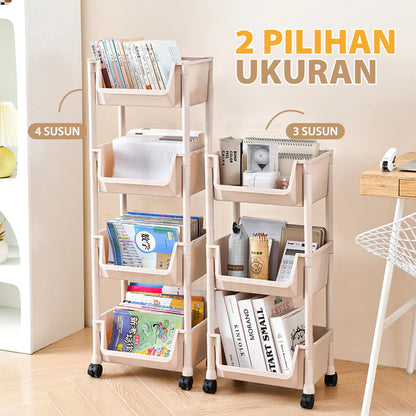 Hoptech - Rak Susun Serbaguna 3-5 Tingkat dengan Roda Portable untuk Buku Mainan & Penyimpanan