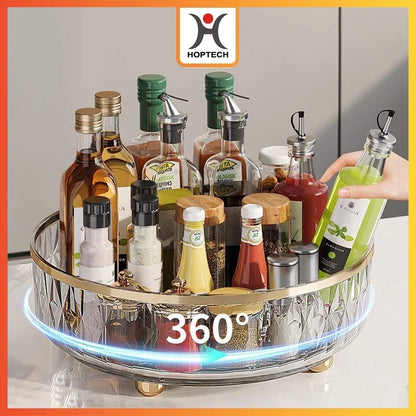 Hoptech - Rak Buah / Snack Putar / Rak Bumbu Putar Transparan / Kitchen Rack Organizer/Rak Serbaguna