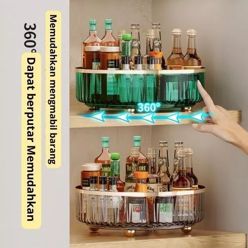 Hoptech - Rak Buah / Snack Putar / Rak Bumbu Putar Transparan / Kitchen Rack Organizer/Rak Serbaguna