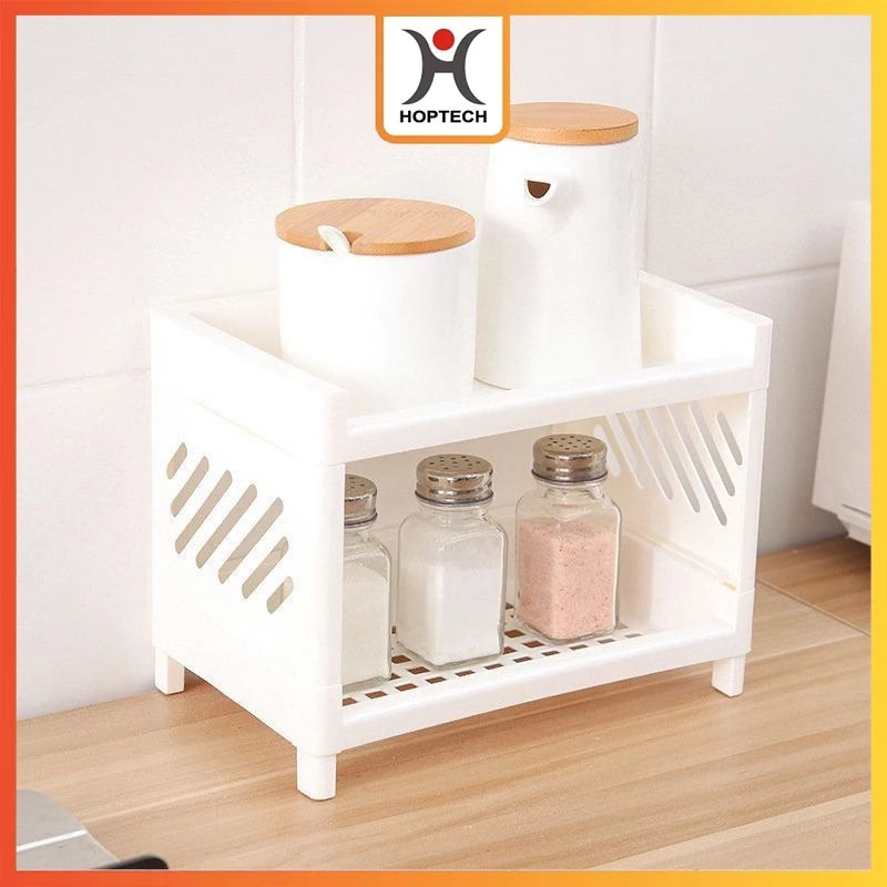 Hoptech - Multipurpose Portable Stacking Shelf | Space-Saving Multifunctional Storage Shelf 