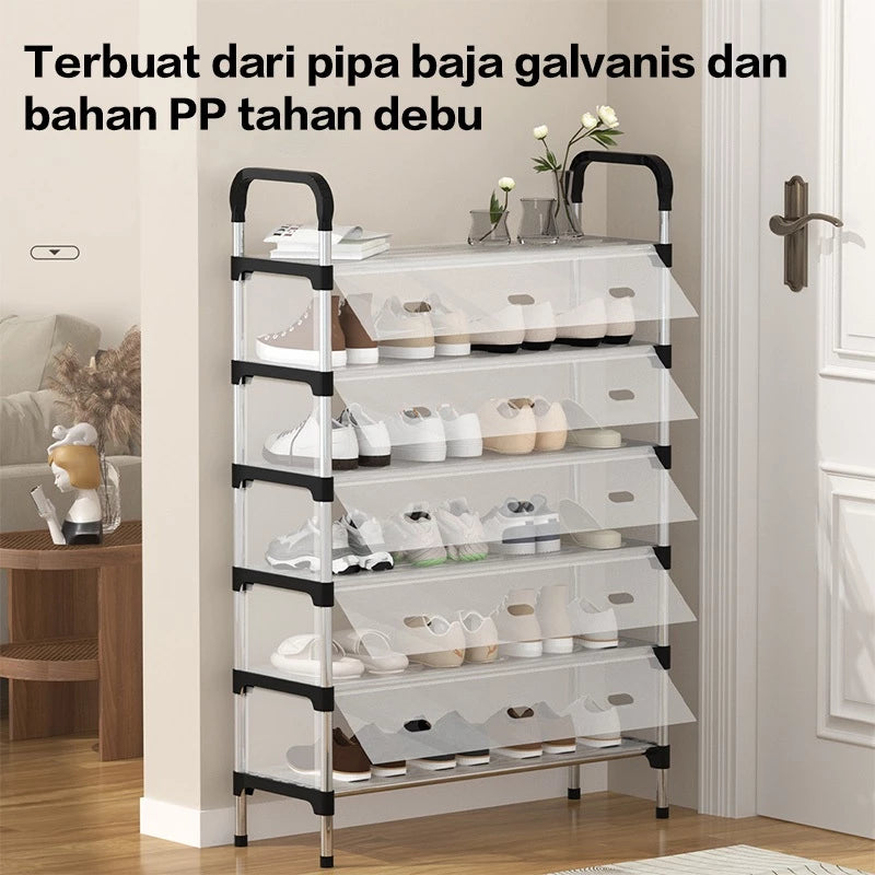 Hoptech - 3-6 Tier Dustproof Closed Shoe Rack Made of Sturdy Steel | Multipurpose Aesthetic Shoe Rack 