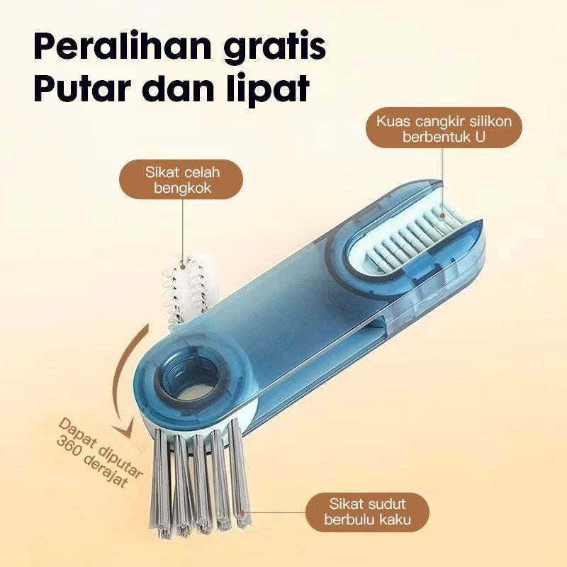 HOPTEC - 3-in-1 Silicone Cup Brush | Baby Milk Bottle Brush | 3-in-1 Multifunction Brush | Cup Corner Cleaning Brush