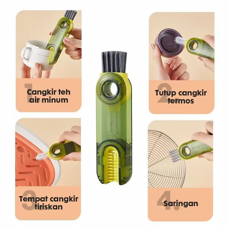HOPTEC - 3-in-1 Silicone Cup Brush | Baby Milk Bottle Brush | 3-in-1 Multifunction Brush | Cup Corner Cleaning Brush