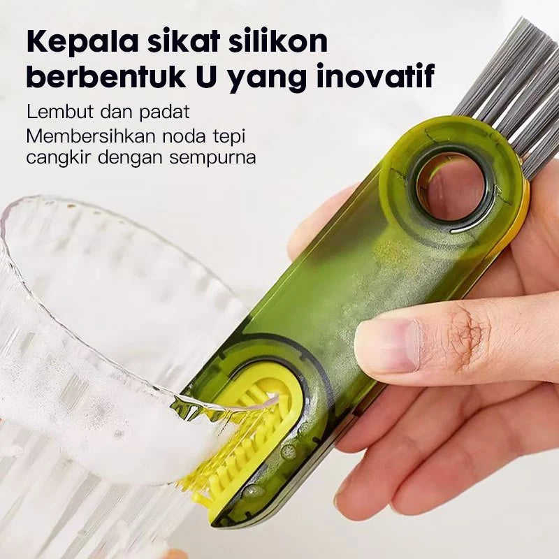 HOPTEC - 3-in-1 Silicone Cup Brush | Baby Milk Bottle Brush | 3-in-1 Multifunction Brush | Cup Corner Cleaning Brush