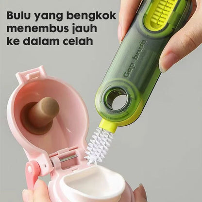 HOPTEC - 3-in-1 Silicone Cup Brush | Baby Milk Bottle Brush | 3-in-1 Multifunction Brush | Cup Corner Cleaning Brush
