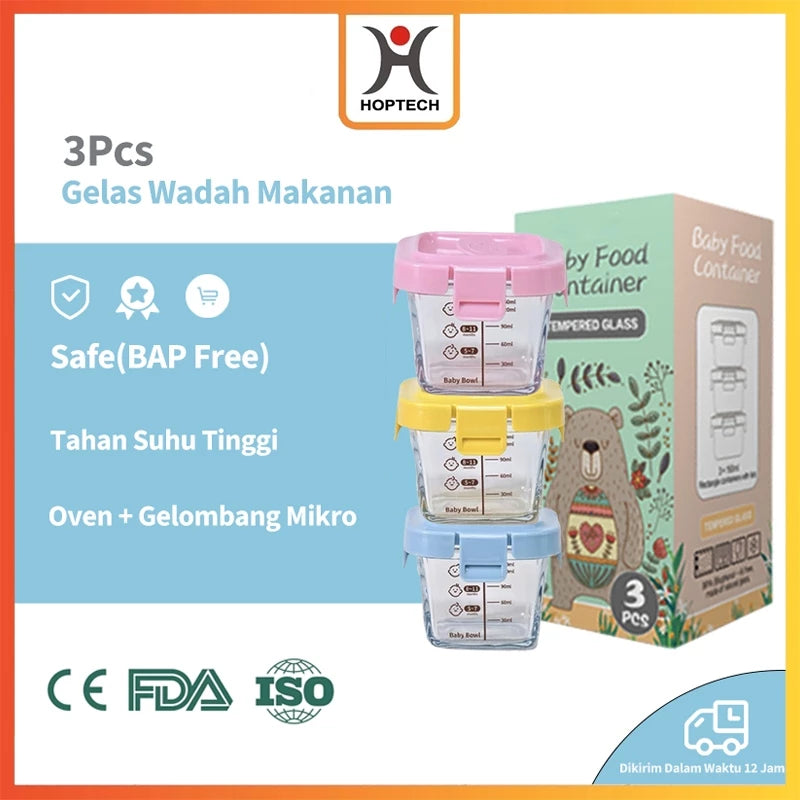 Hoptech - Glass MPASI Container, Glass MPASI Container, MPASI Storage, Glass Baby Food Container