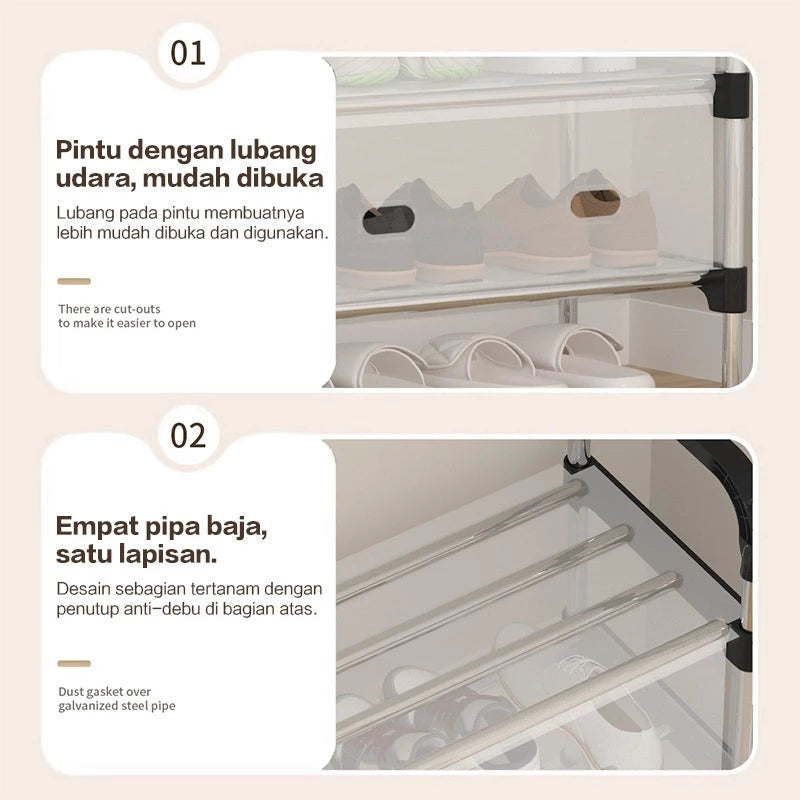 Hoptech - 3-6 Tier Dustproof Closed Shoe Rack Made of Sturdy Steel | Multipurpose Aesthetic Shoe Rack 
