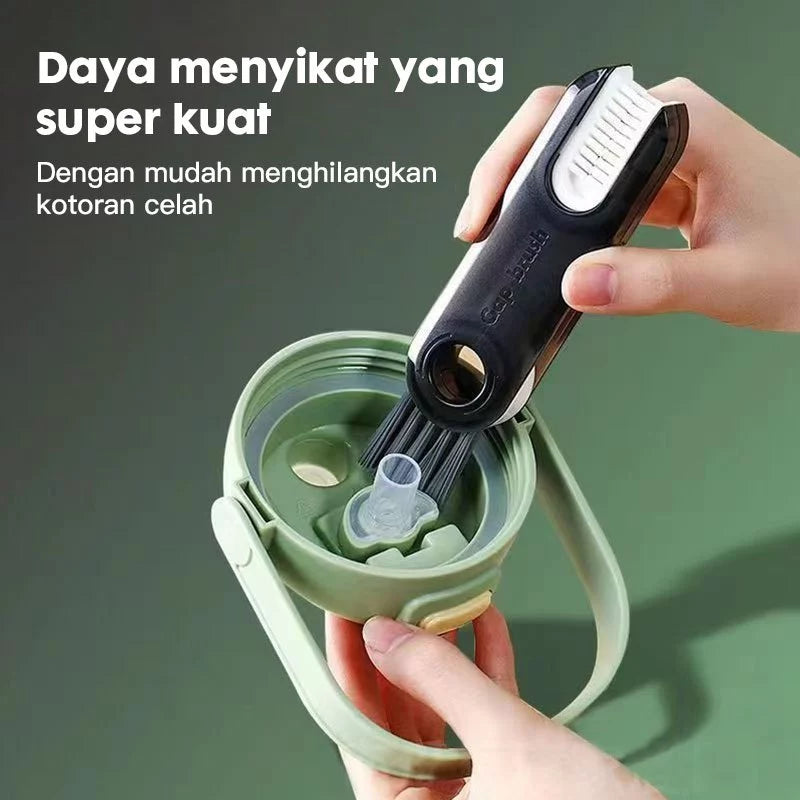 HOPTEC - 3-in-1 Silicone Cup Brush | Baby Milk Bottle Brush | 3-in-1 Multifunction Brush | Cup Corner Cleaning Brush