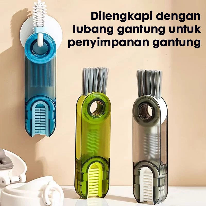 HOPTEC - 3-in-1 Silicone Cup Brush | Baby Milk Bottle Brush | 3-in-1 Multifunction Brush | Cup Corner Cleaning Brush