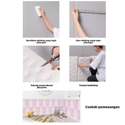 Hoptech - Wallpaper 3D Foam Kedap Suara Tahan Air Headboard Bed Wallfoam Empuk