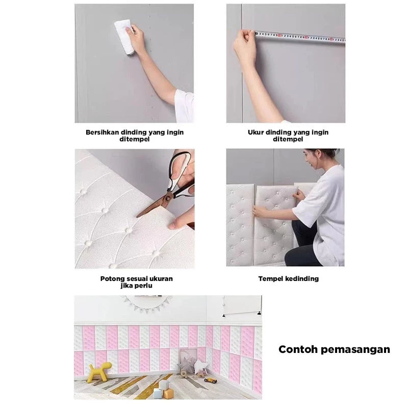 Hoptech - Wallpaper 3D Foam Kedap Suara Tahan Air Headboard Bed Wallfoam Empuk