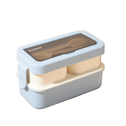 Hoptech - Lunch Box Set 2 Tingkat 1250ml Sauce Cup Anti tumpah Free Sendok Garpu Kotak Bekal Portable