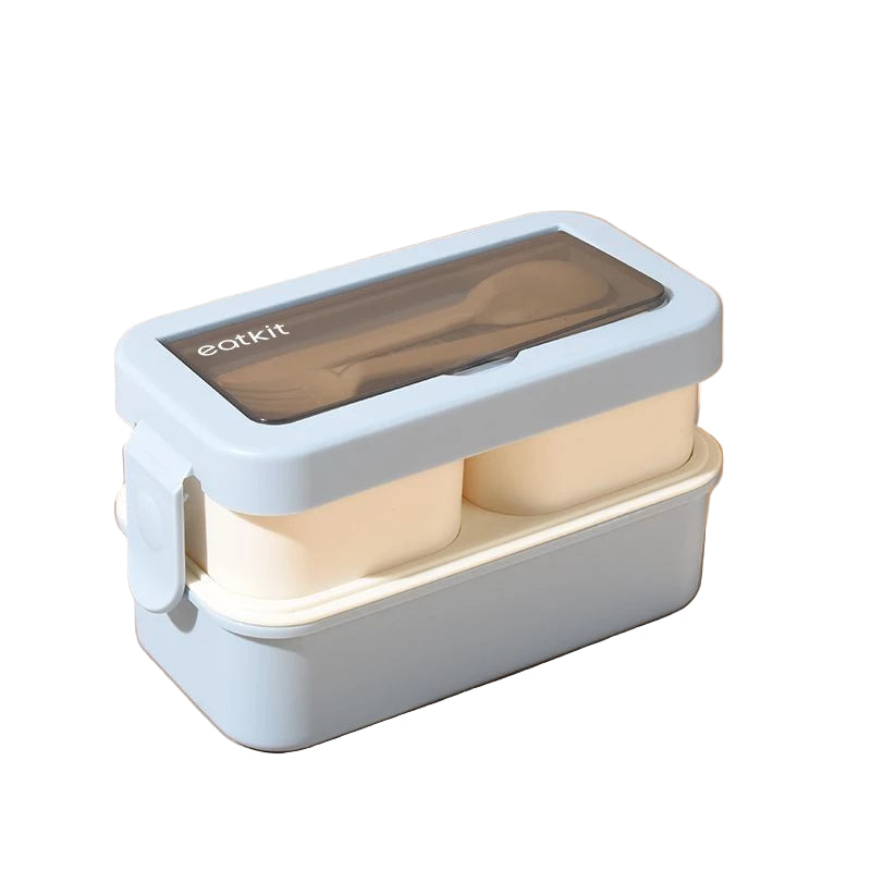 Hoptech - Lunch Box Set 2 Tingkat 1250ml Sauce Cup Anti tumpah Free Sendok Garpu Kotak Bekal Portable