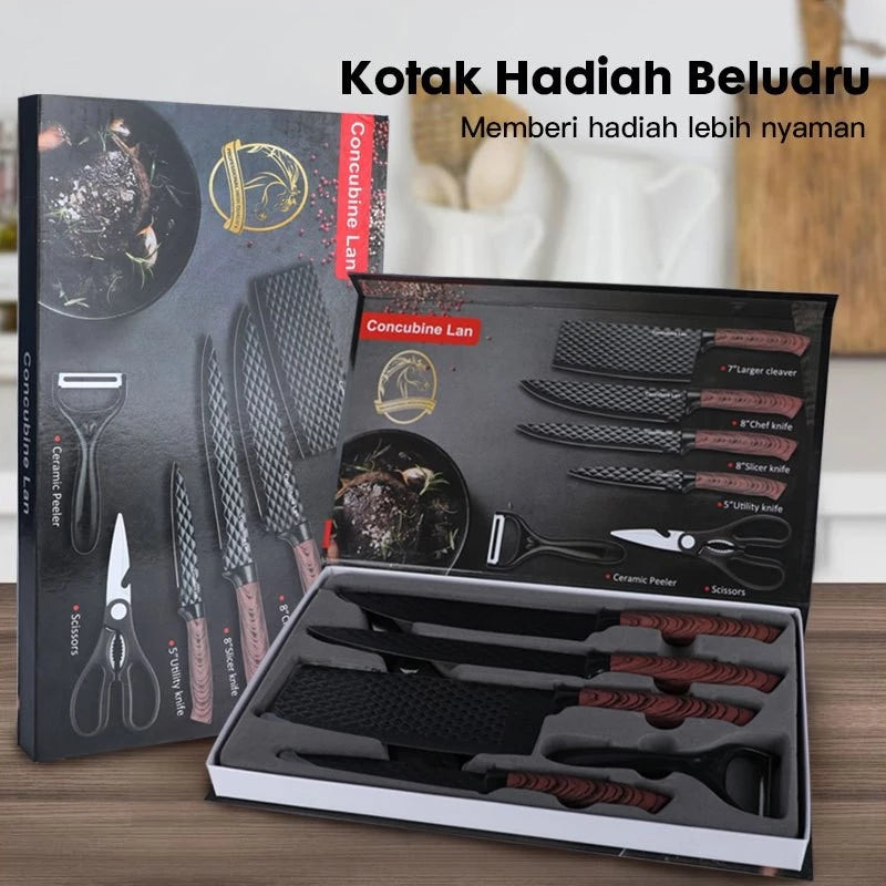 HOPTECH - Kitchen Knife Set 6 in 1 High Quality Stainless Steel Multifunction Chef's Knife Kitchen Tools