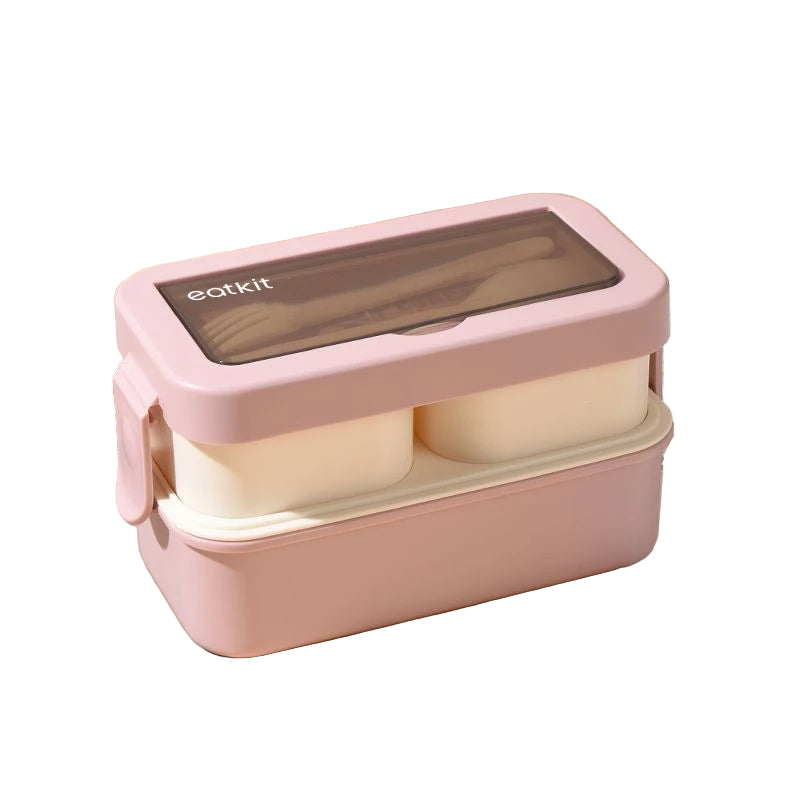 Hoptech - Lunch Box Set 2 Tingkat 1250ml Sauce Cup Anti tumpah Free Sendok Garpu Kotak Bekal Portable