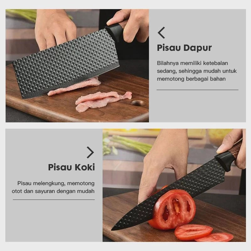 HOPTECH - Kitchen Knife Set 6 in 1 High Quality Stainless Steel Multifunction Chef's Knife Kitchen Tools