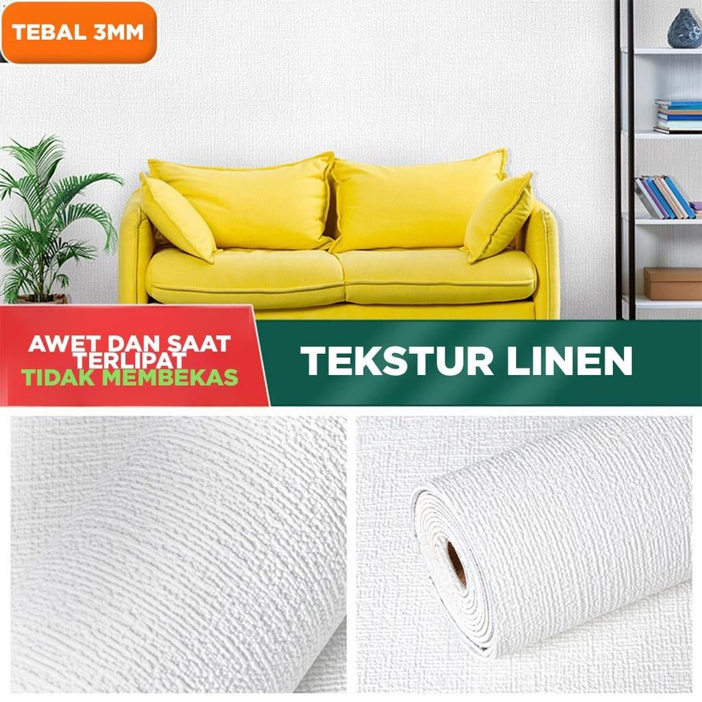 Wallpaper Linen Roll ukuran 280 x 50 CM Sticker Dinding dekoratif aluminium