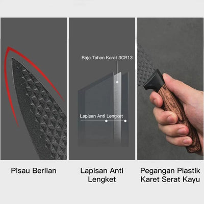 Pisau Dapur F190 Stainless 6in1