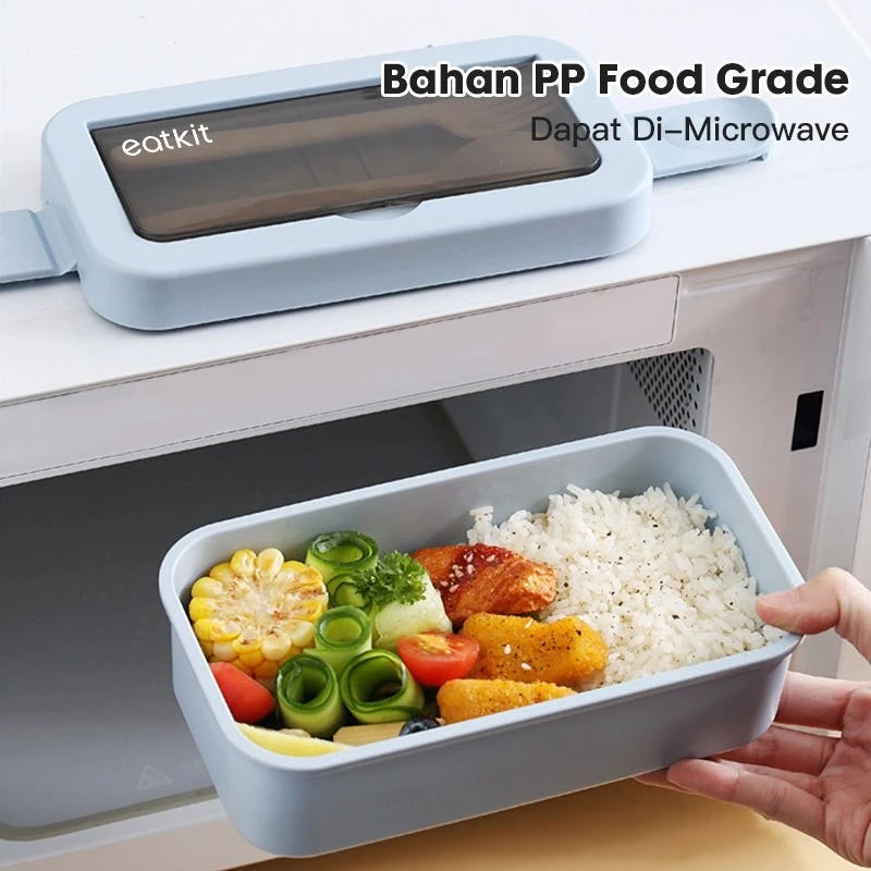 Hoptech - Lunch Box Set 2 Tingkat 1250ml Sauce Cup Anti tumpah Free Sendok Garpu Kotak Bekal Portable