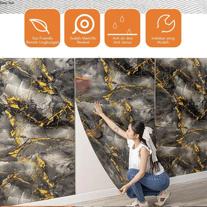 Hoptech - Wallpaper Dinding Motif Marble Roll 120 x 280cm Sticker Kamar Dekorasi PET Panjang 2.8 Meter A58