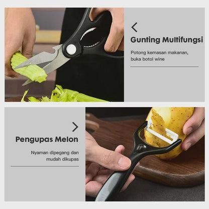 HOPTECH - Kitchen Knife Set 6 in 1 High Quality Stainless Steel Multifunction Chef's Knife Kitchen Tools