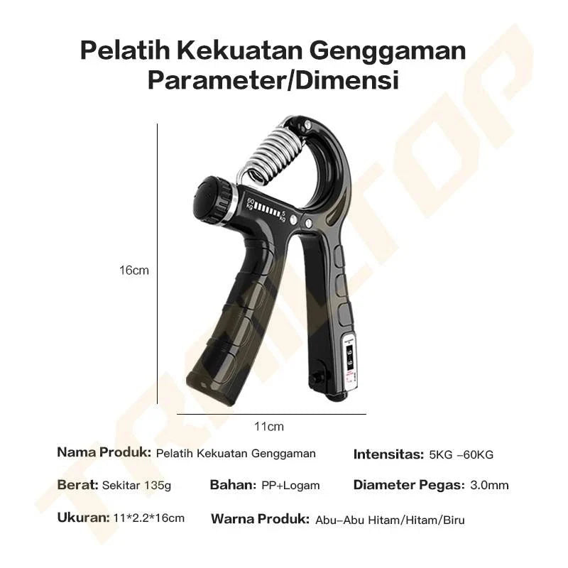 Handgrip Alat bantu fitness Otot lengan Tangan Portable Adjustable Strength 5~60KG